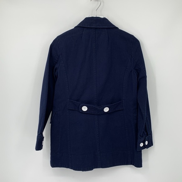 J Crew Peacoat navy blue cotton twill double breasted white coat jacket new 2 - Picture 3 of 4